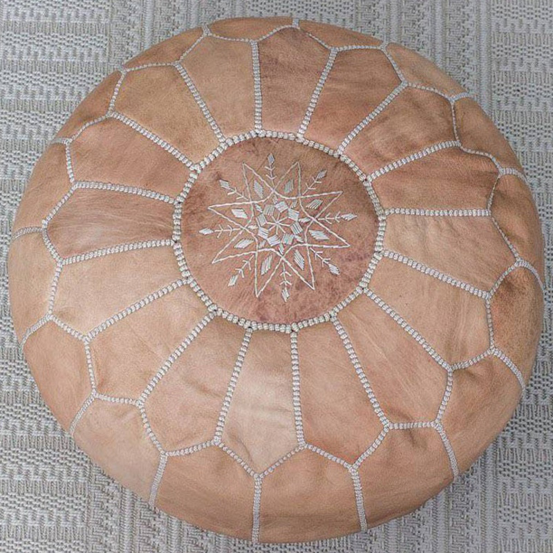 New Authentic Moroccan Pouf Leather Ottoman Pouffe Handmade Genuine Footstool 