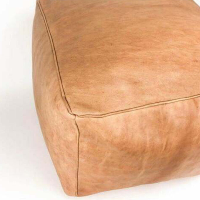 Square Leather Pouf