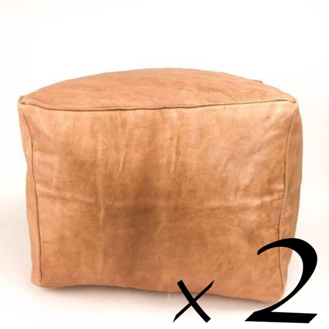 Square Leather Moroccan Poufs